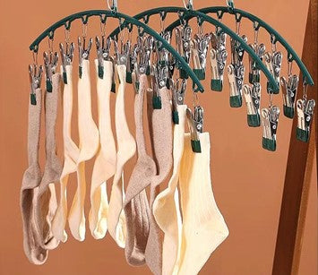 Curved Design Hanger with 10pcs Clips, 1/6pcs Space Saving Clothes Hanger, Multifunctioinal home organizer for wardrobe