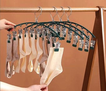 Curved Design Hanger with 10pcs Clips, 1/6pcs Space Saving Clothes Hanger, Multifunctioinal home organizer for wardrobe